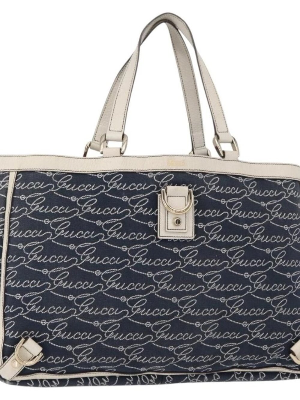 GUCCI Abbey Tote Bag Navy Gold 141472 Auth 152573